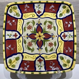 PIER 1 Vallarta Serving Platter Square 13.25” Hand Painted Boho Mexican Floral